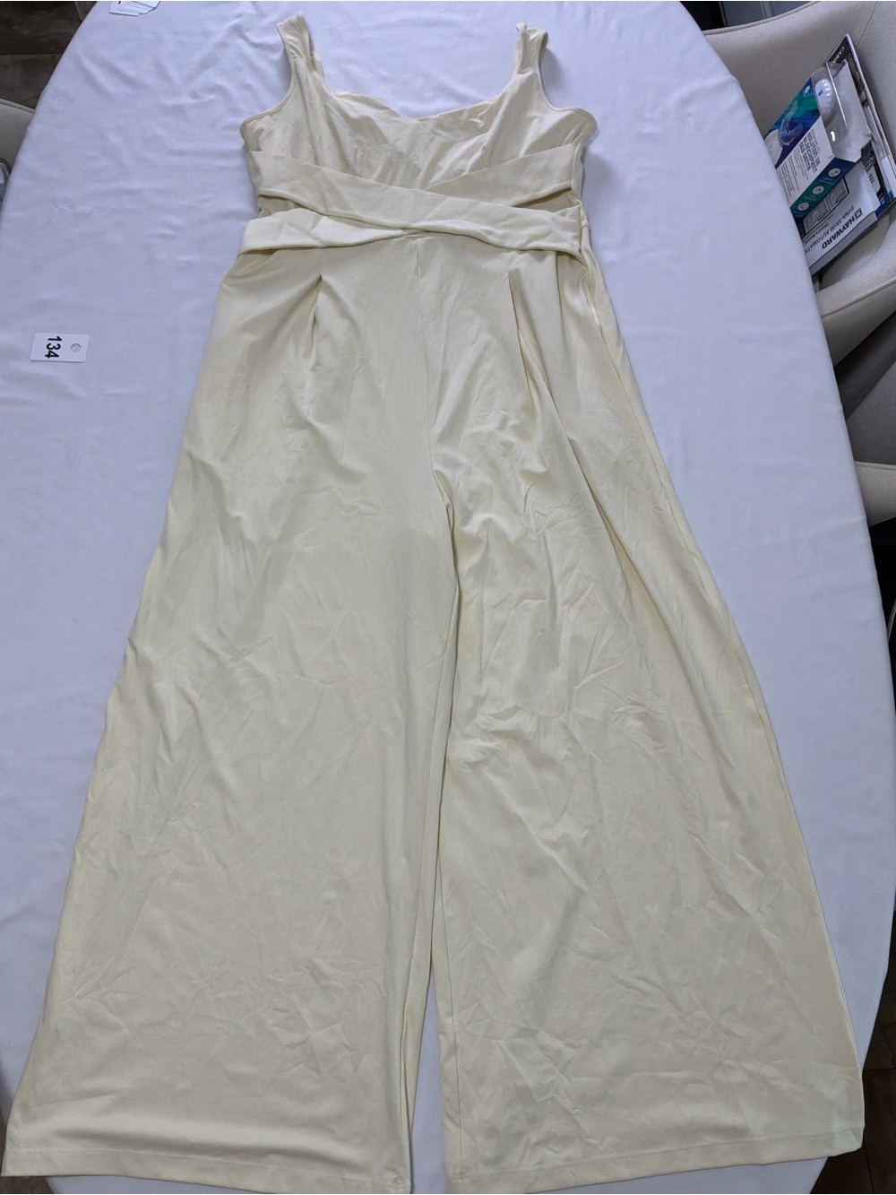 HALARA Yellow Wide-Leg Scoop Neck Jumpsuit